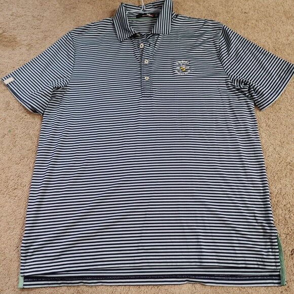 RLX Ralph Lauren Polo Shirt Large Blue Striped U.S. Open 2020 Winged Foot - Picture 1 of 7